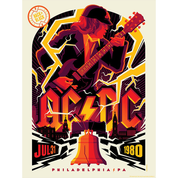AC/DC July 31, 1980 Philadelphia, PA Poster Fire Edition