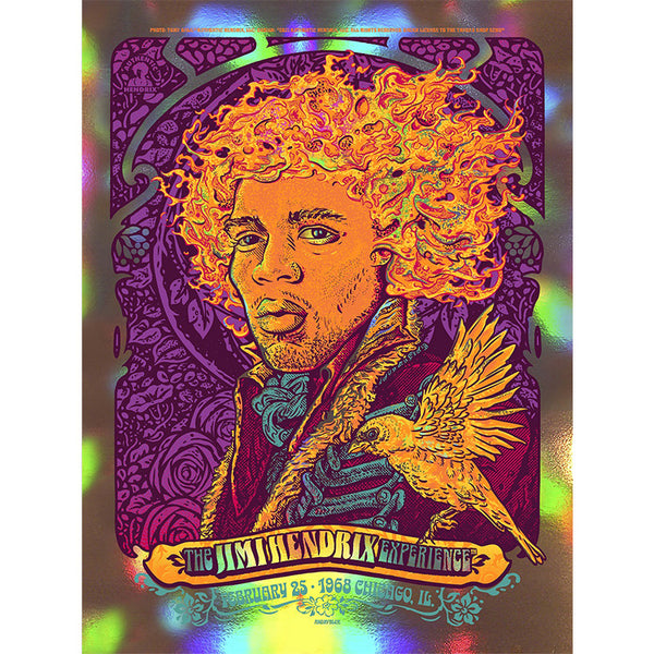 The Jimi Hendrix Experience February 25, 1968 Chicago, IL Rainbow Foil Variant