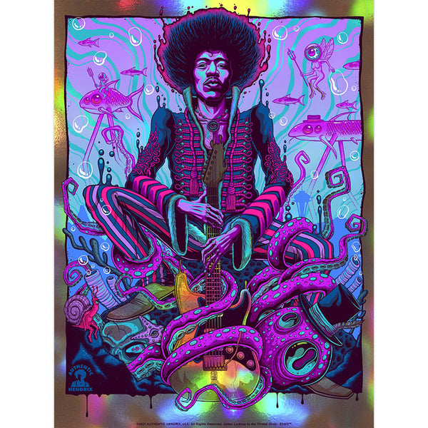 Jimi Hendrix Under the Sea Rainbow Foil Variant Poster