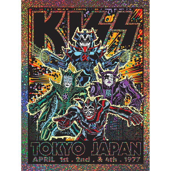 KISS April 1,2 & 4 1977 Tokyo Japan Sparkle Foil Variant Poster